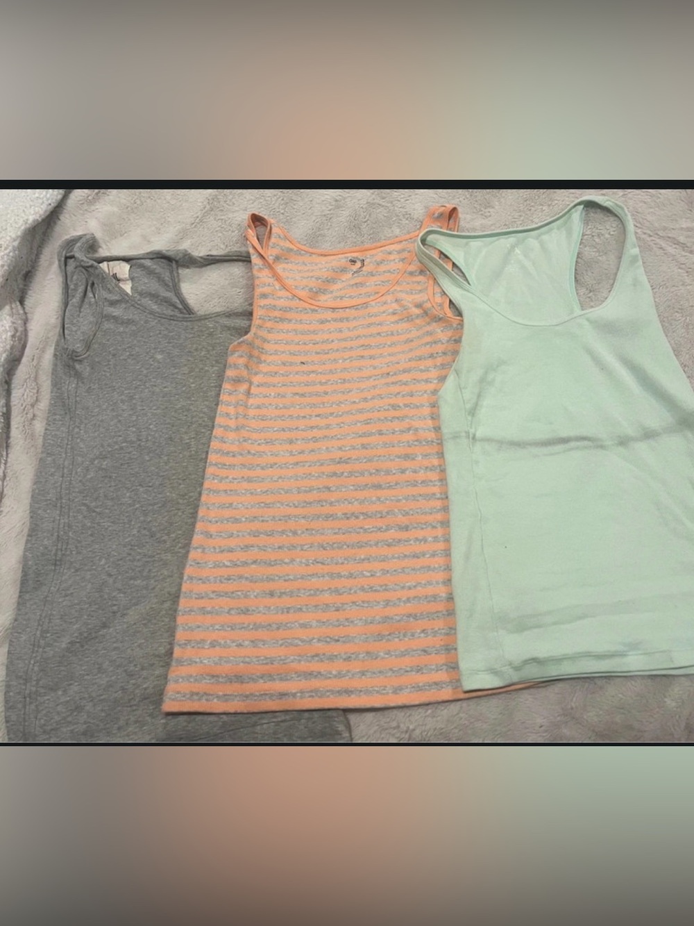3-Pack Women's Tank Tops - Gray, Coral Stripe, Mint